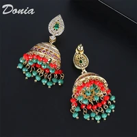 donia jewelry european and american fashion earrings new retro copper inlaid aaa zircon earrings hollow banquet ladies earrings