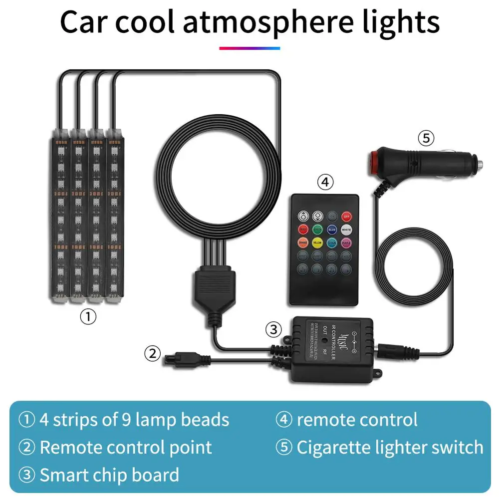Автомобильный светодиодный внутренний атмосферная лампа Стикеры для Audi Quattro A4 A5
