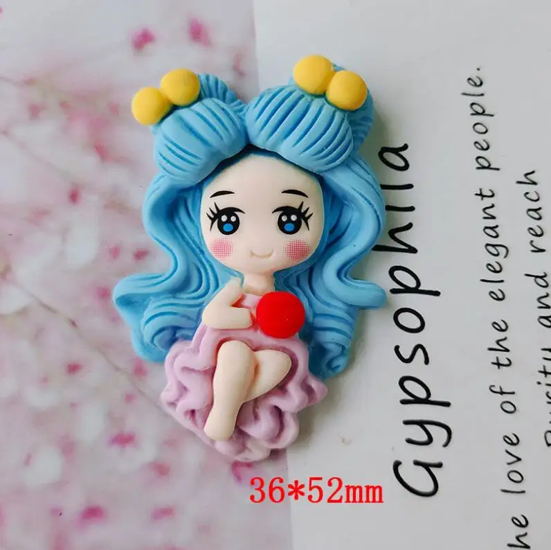 2 шт./лот Кабошон из смолы кавайная принцесса с плоским основанием для