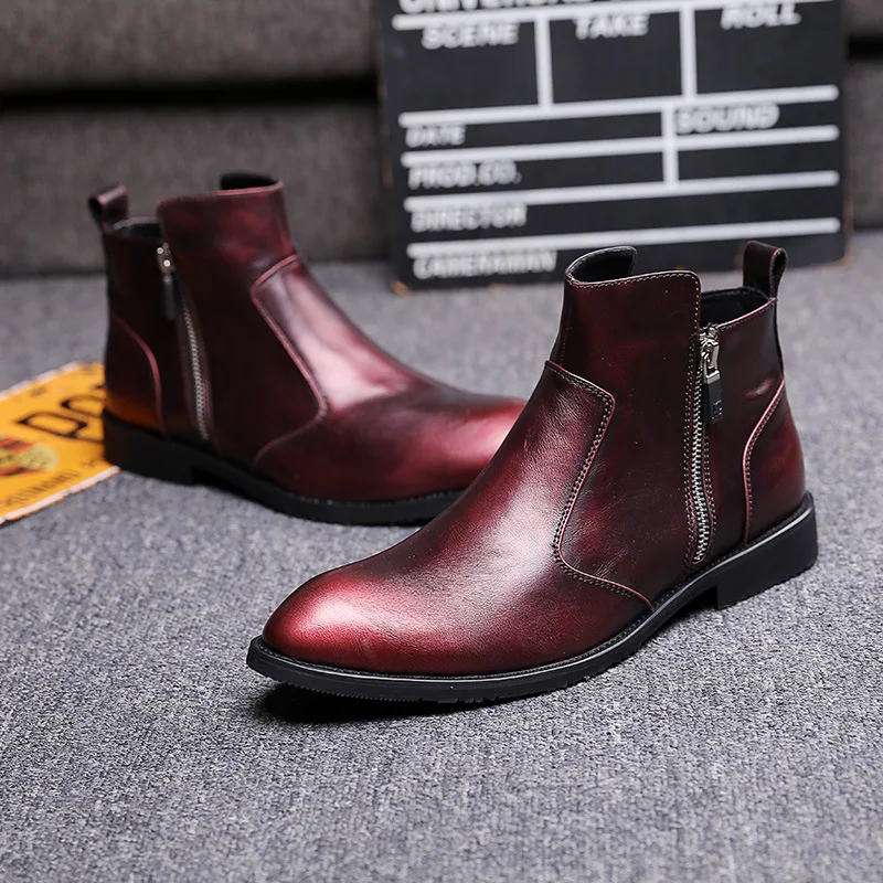 Мужские модные вечерние платья для ночного клуба обувь из коровьей кожи ботинки
