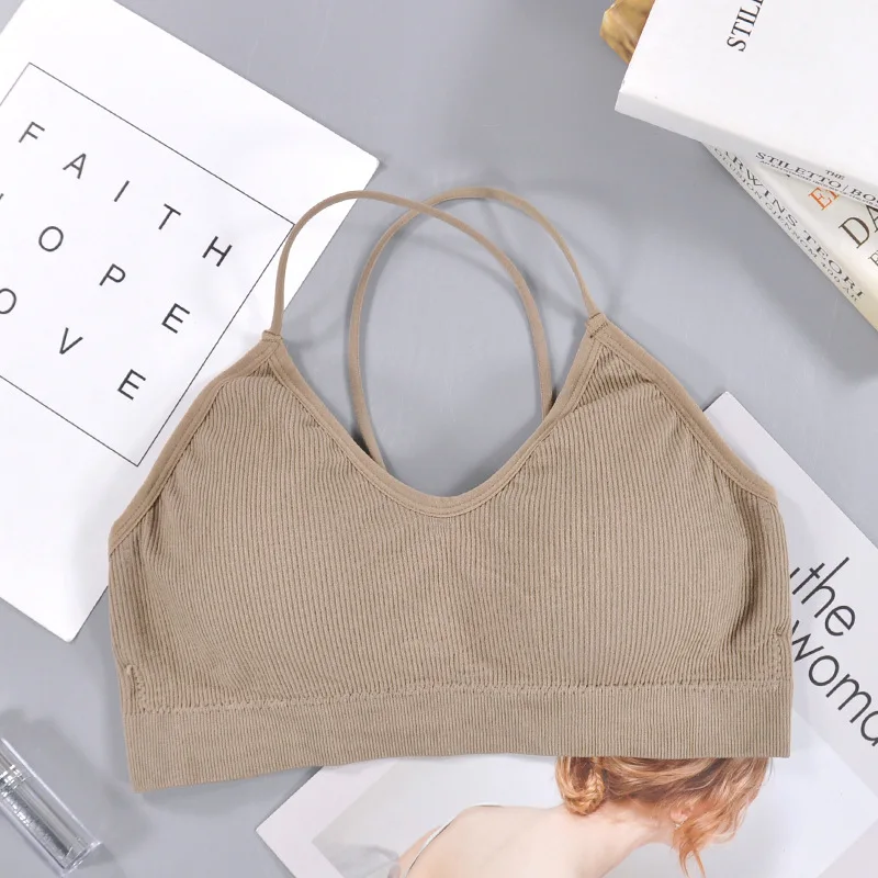 Женский Труба без спинки Топ бюстгальтер пуш-ап топы для фитнеса однотонный