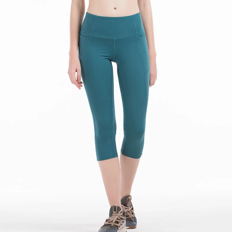 LULU стильные штаны для йоги с высокой талией фитнеса укороченные карманом на