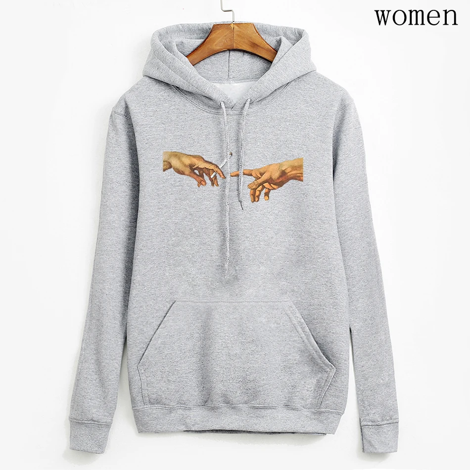 

2020 Woman Hoodies Funny Hand Print Streetwear Fashion Hooded Long Sleeve Hipster Clothing Antumn Casual Pullovers Leisure