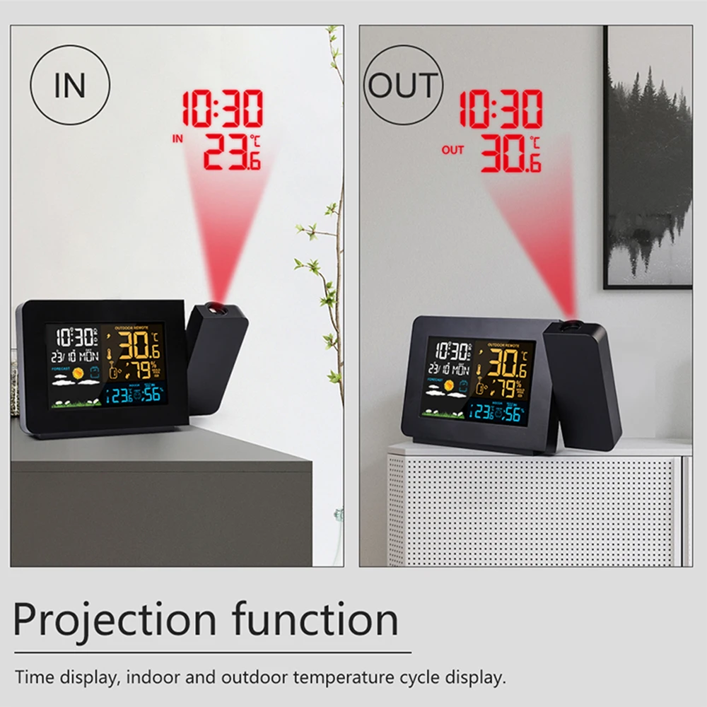 Проекции будильник часы/Погодная станция с красочные Подсветка с наружным сенсоров влажности в/на открытом воздухе Температура Время прое... от AliExpress RU&CIS NEW