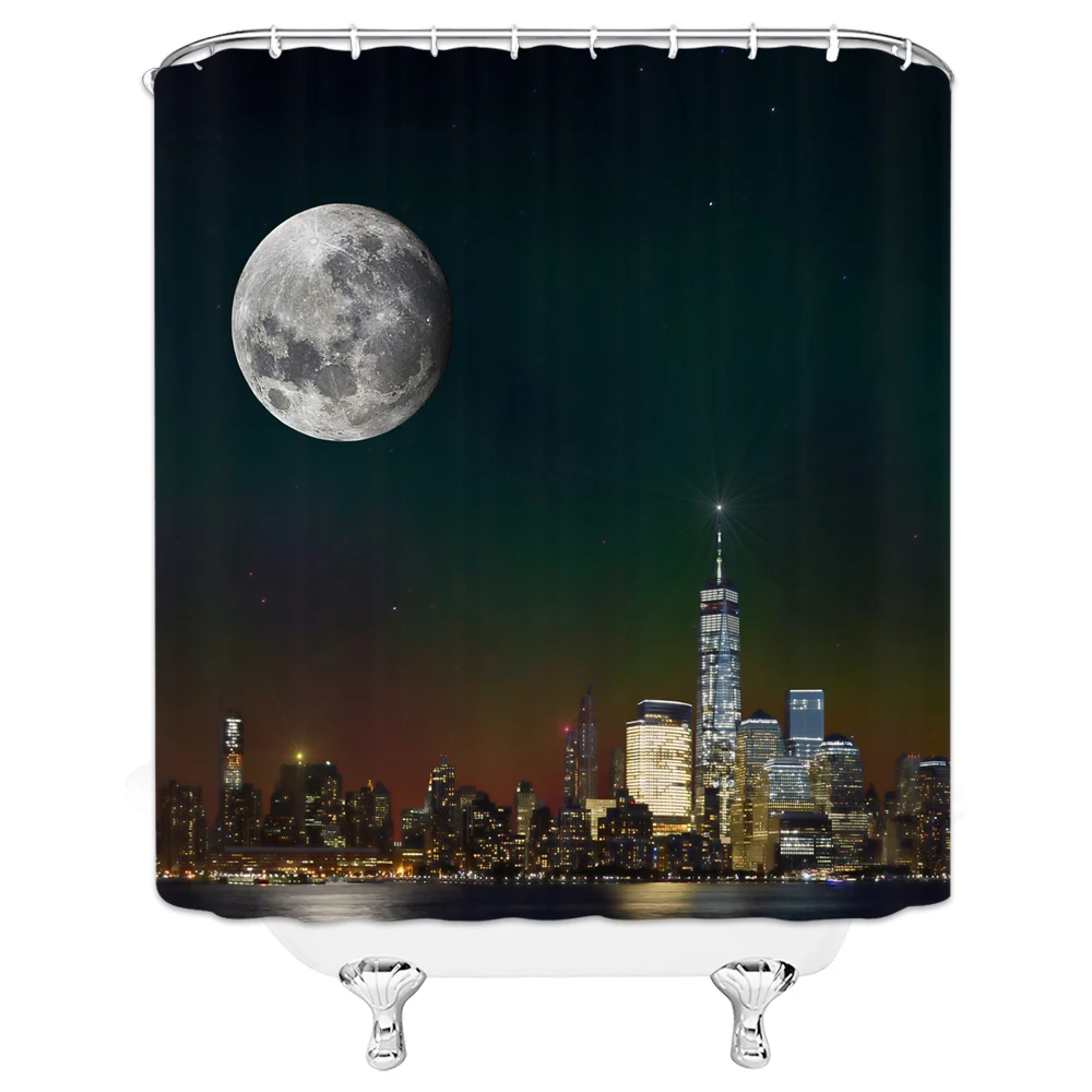 Нью Йорк Skyline черно белая занавеска для душа водонепроницаемая ткань с рисунком