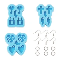 blue earring pendant silicone mold keylock leaf heart expoy resin mold jump rings hooks for diy charms earrings jewelry making