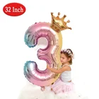 2 шт.лот 32-дюймовый градиентный цвет Корона цифры шары из фольги украшение для свадьбы дня рождения вечеринки Рождества детского душа