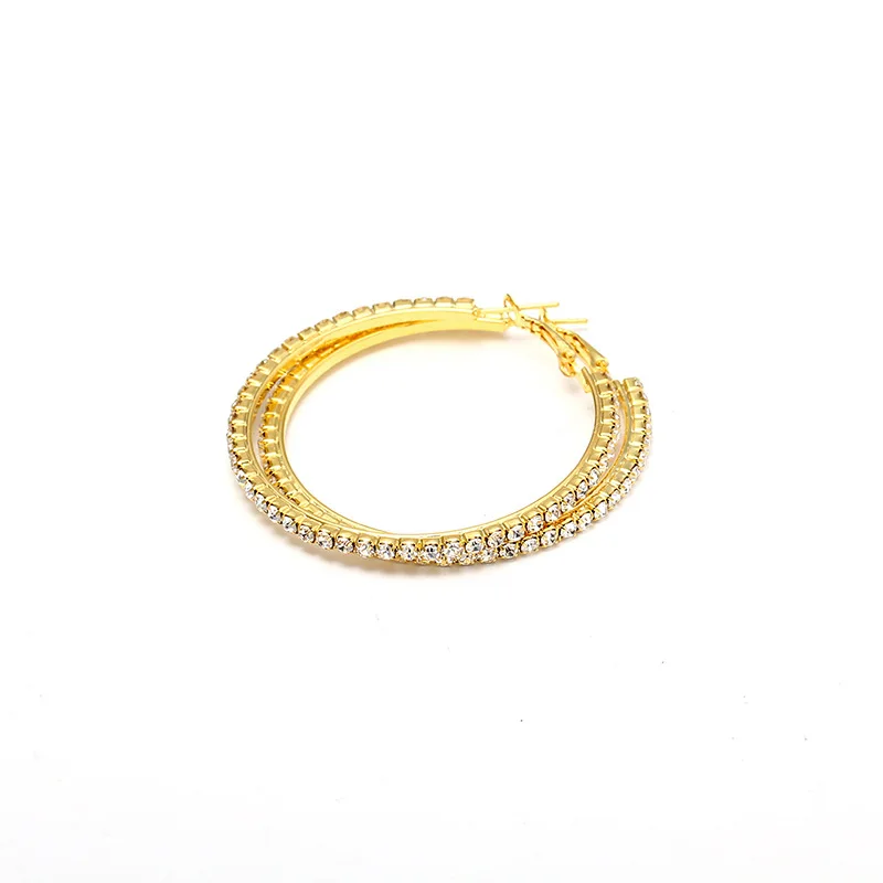 gold 50mm TREAZY серебро/золото цвет большой кристалл серьги-кольца Классический Полный Стразы круглые серьги для женщин вечерние круглый модный Brinco - Окраска металла: gold 50mm