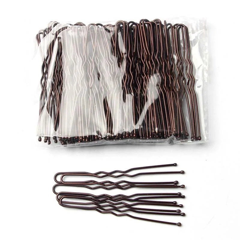 

100 PCS/Bag 5cm U Shaped Alloy Hairpins Waved Hair Clips Simple Metal Bobby Pins Barrettes Bridal Hairstyle Tools Accessories