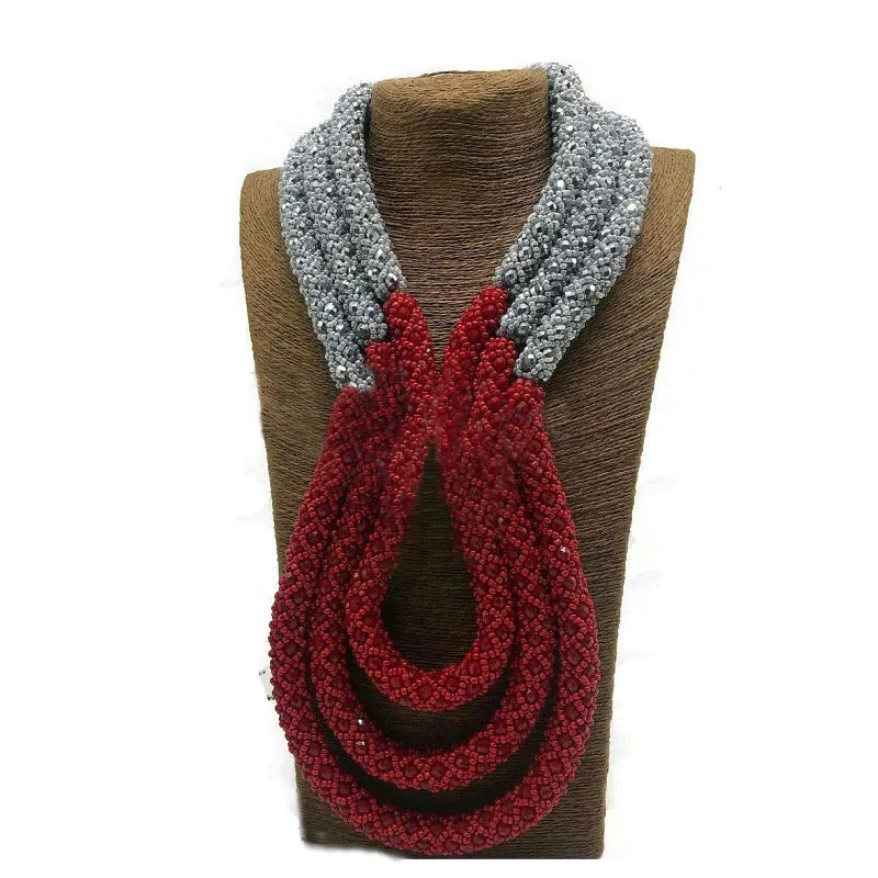 Dudo Store африканские украшения красные 3 слойные роскошные свадебные ожерелья