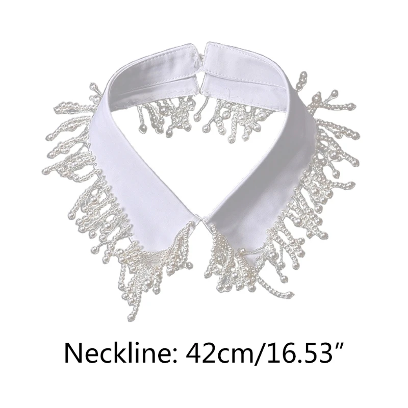 

Women Faux Pearl Beaded Fringe Tassels False Fake Collar Decorative Necklace Choker Wedding Jewelry Clothes Accessories