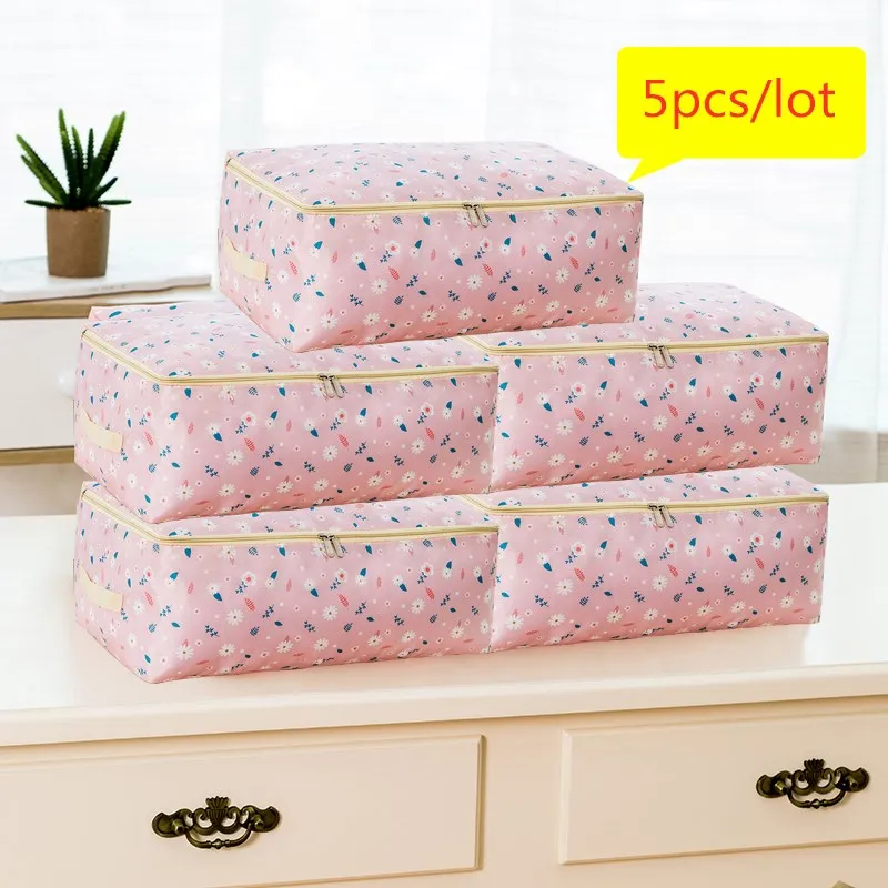 fensexiaohua 5pcs 5 шт./компл. большой Ёмкость Органайзер 10 Цвета квадратный Органайзер сумка Водонепроницаемый сумка для хранения из ткани Оксфорд для дома шкаф Гардеробная - Цвет: fensexiaohua 5pcs