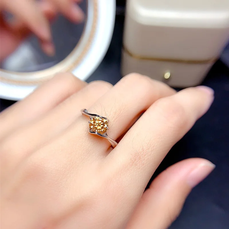 

Yellow moissanite ring royal 925 sterling silver fine jewelry for women 1ct vvs lab diamond engagement gift with certificate