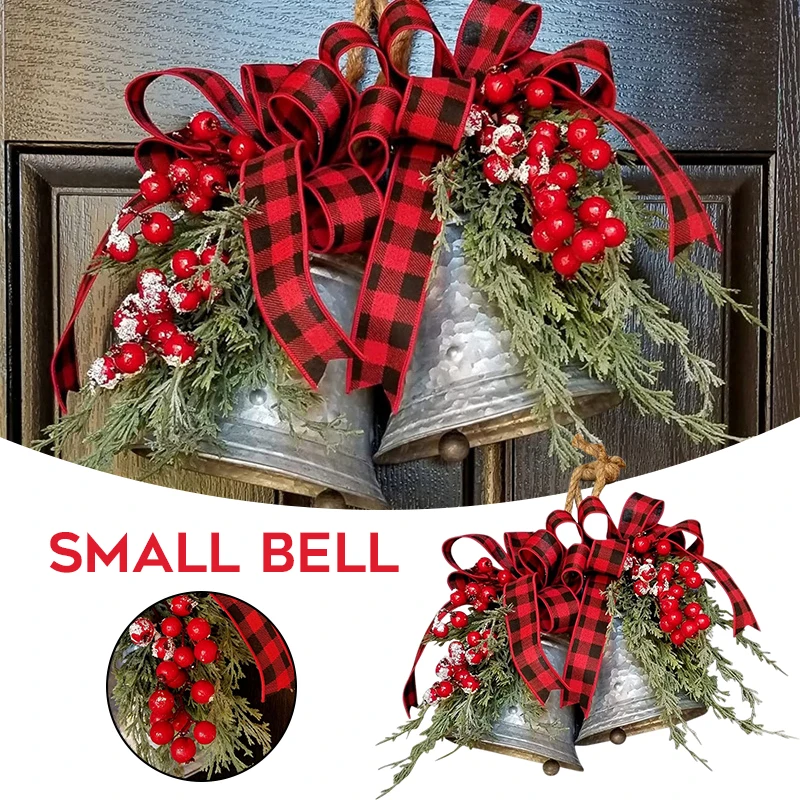 

Metal Christmas Bells Large Bells Vintage Rustic Front Door Hanging Ornament Festival Home Decoration can CSV