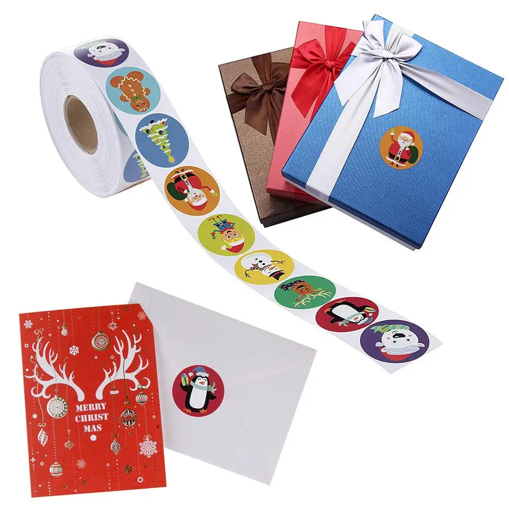 500 шт./рулон круглые наклейки для рождественского подарка | Дом и сад