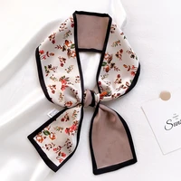 fashion ribbon silk scarf women luxury floral neck long thin scarves office lady shawls bandana hijab bag dress scarves 10010cm