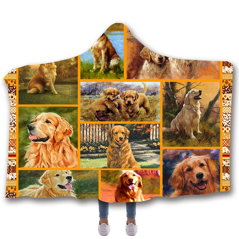 Одеяло с капюшоном и принтом животных для домашних Флисовое одеяло s броски