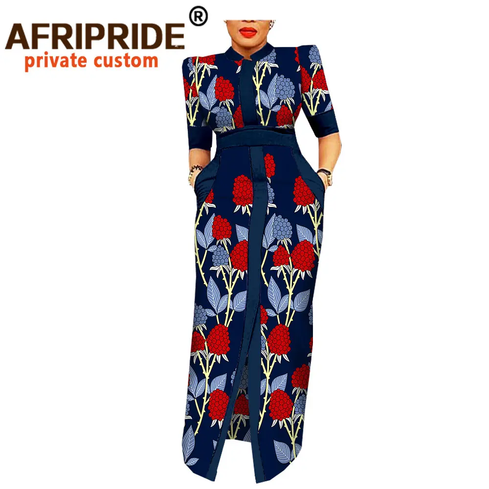 Африканское весеннее женское платье AFRIPRIDE портное с рукавами фонариками до пола