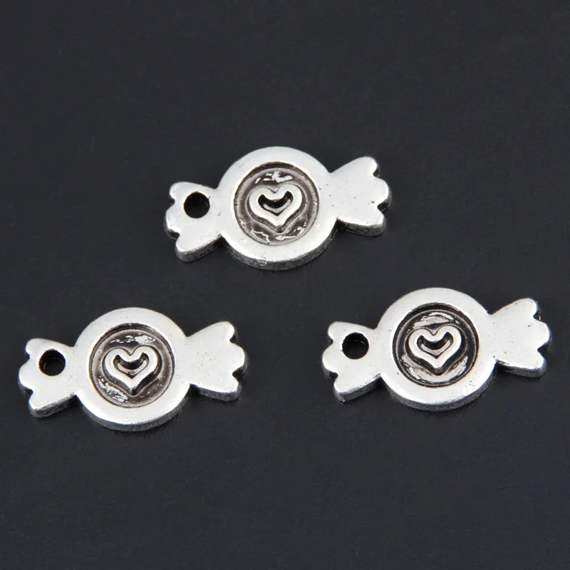 

50 шт покрытые серебром Цвет 15,5x8,5 мм привлекательного леденцового Подвески сахарный кулон для поделок DIY, для изготовления бижутерии, аксесс...