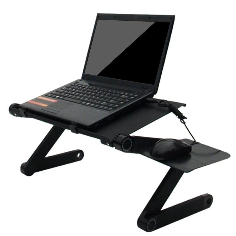 

SHGO HOT-Aluminum Alloy Adjustable Laptop Table Portable Folding Computer Notebook Desktop Stand Computer Table for Sofa Bed
