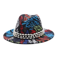 2020 colorful fedora hats for women flat wide brim panama wool felt jazz fedora gem belt hats for men goth top wedding hat cap