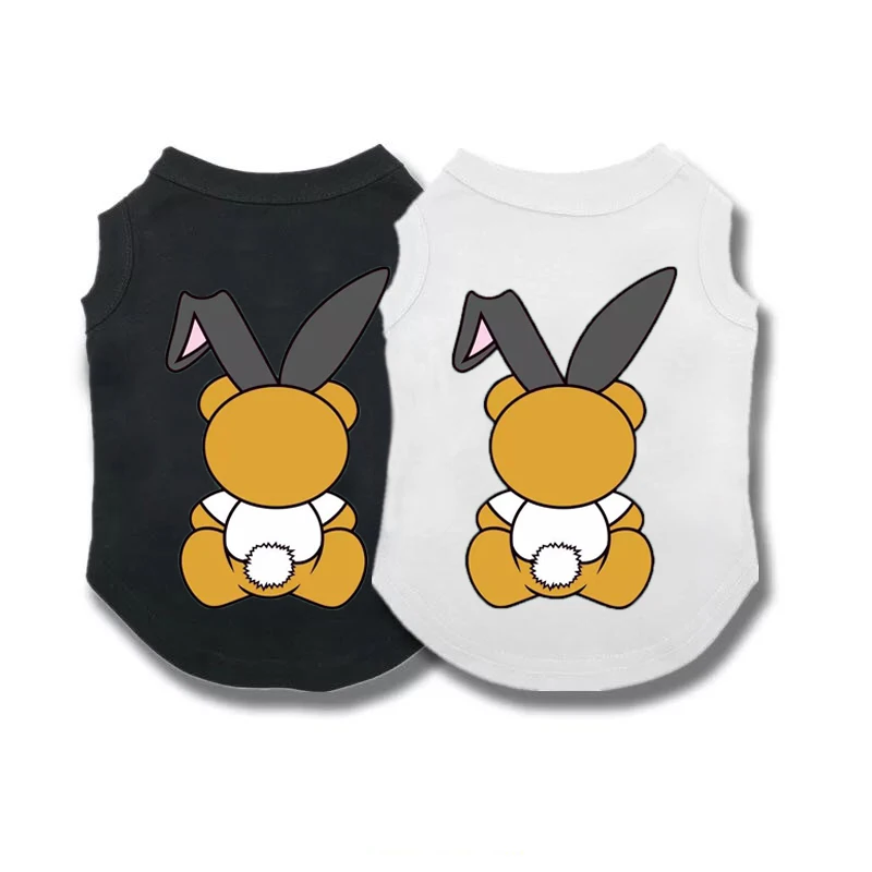 Весенне летний хлопковый жилет для собак с принтом медведя маленьких футболка