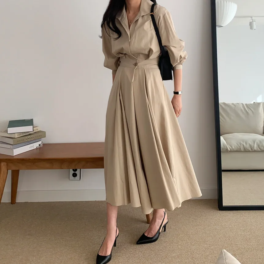 

New Spring Autumn Office Lady Daily Long Shirt Dress Casual Party Long Sleeve Women Robe Vestido Clothes