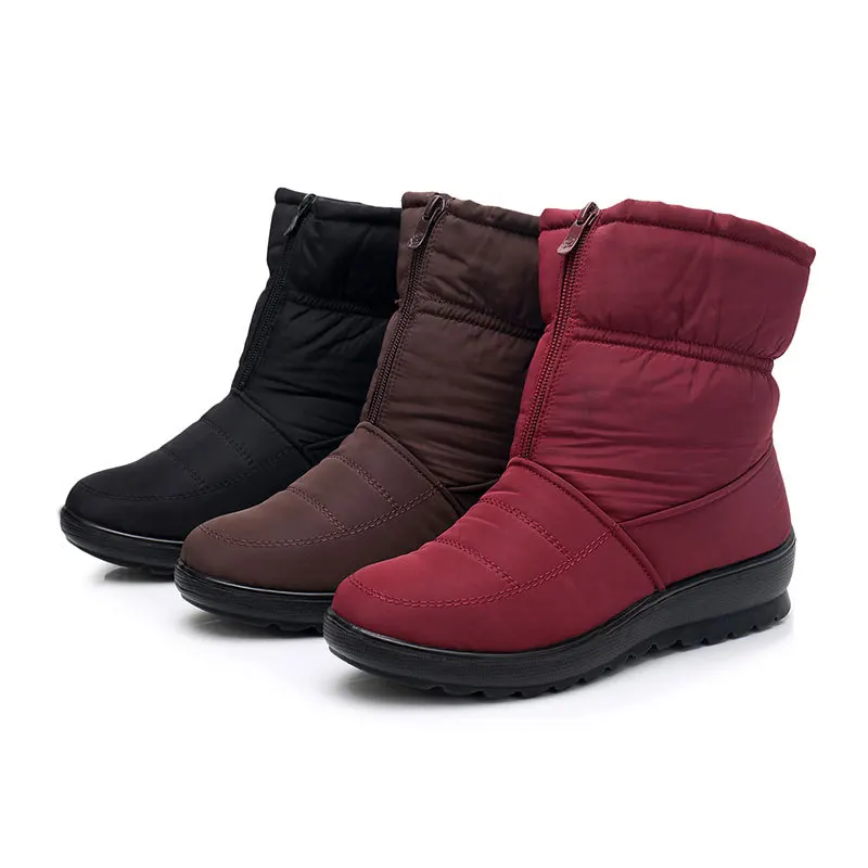 

2021 Women Boots Waterproof Warm Shoes Furry Winter Mid-Calf Boots Platform Snow Shoes Plush Footwear Large Size Botas Mujers