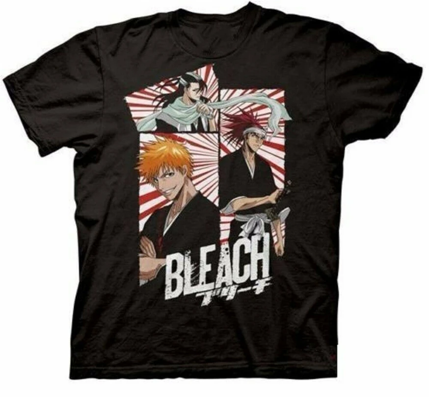 Bleach 3 панели маска Ichigo Renji Byakuya аниме лицензионный для взрослых Футболка
