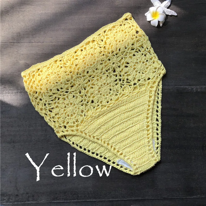 Размера плюс бикини с высокой талией женские стринги вязаный крючком цветочный