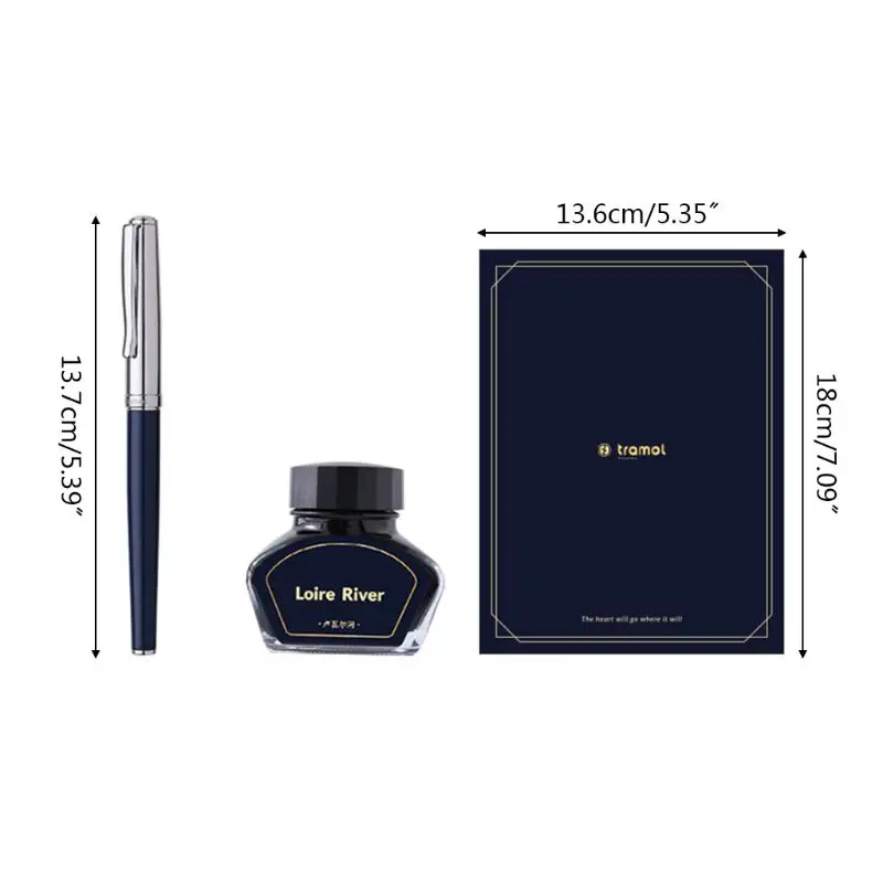

W3JD Vintage Business Fountain Pen Signature Calligraphy with Ink Pen Holder Gift Box