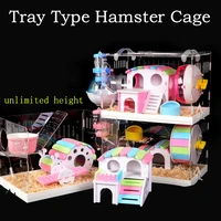 tray type acrylic hamster cage double layer three layer transparent villa golden silk bear drawer cage set toy terrarium