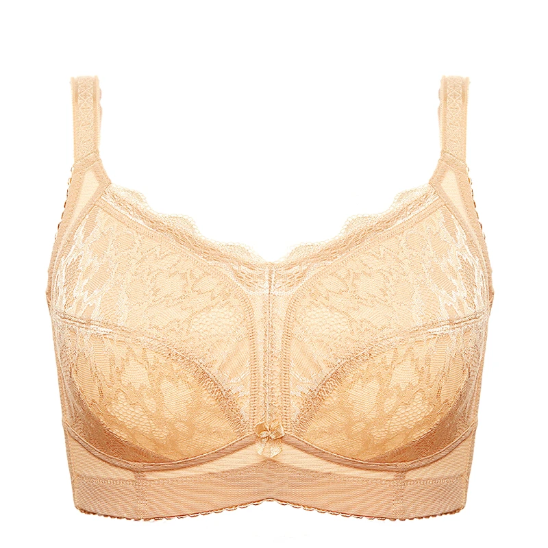 Plus Size Women's Minimizer Bra Lace Full Cup Wirefree Non-Padded Lingerie For Female 75 80 85 90 95 100 105 110 C D E F G H I J