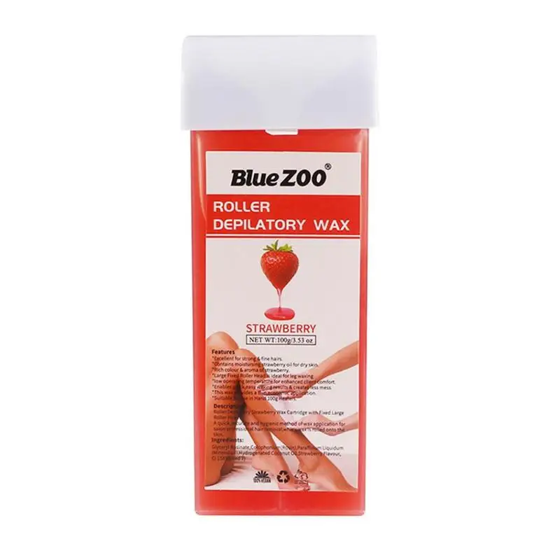 Strawberry 100 г восковой картридж для депиляции рулон кожи эпиляция нагреватель восковой крем 12 вкус рулон горячий воск всех типов кожи - Цвет: Strawberry