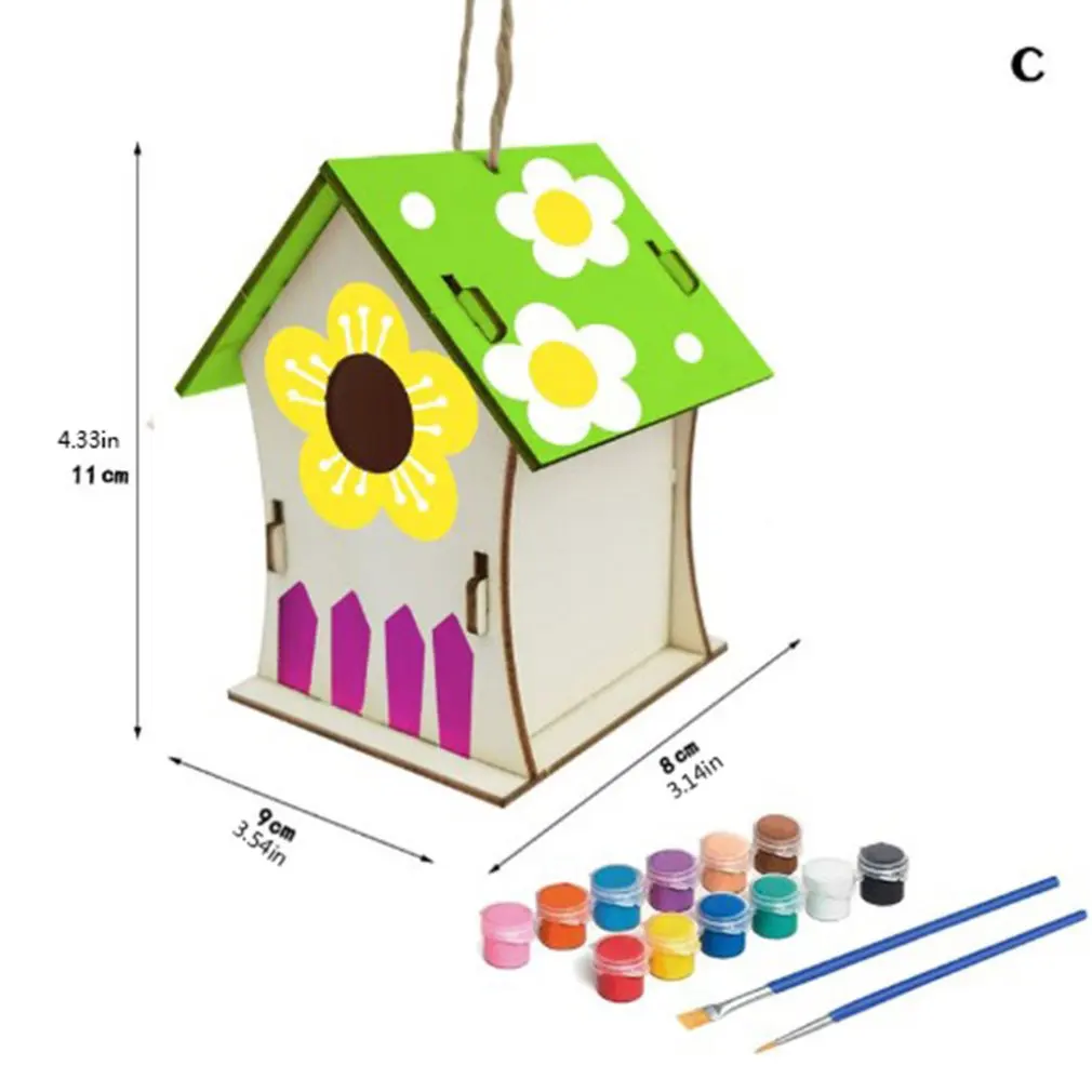 

DIY Nest House Bird House Bird Box Handmade Wooden Box Cage Outdoor Birdhouse Garden Yard Hanging Pet Products Crafts