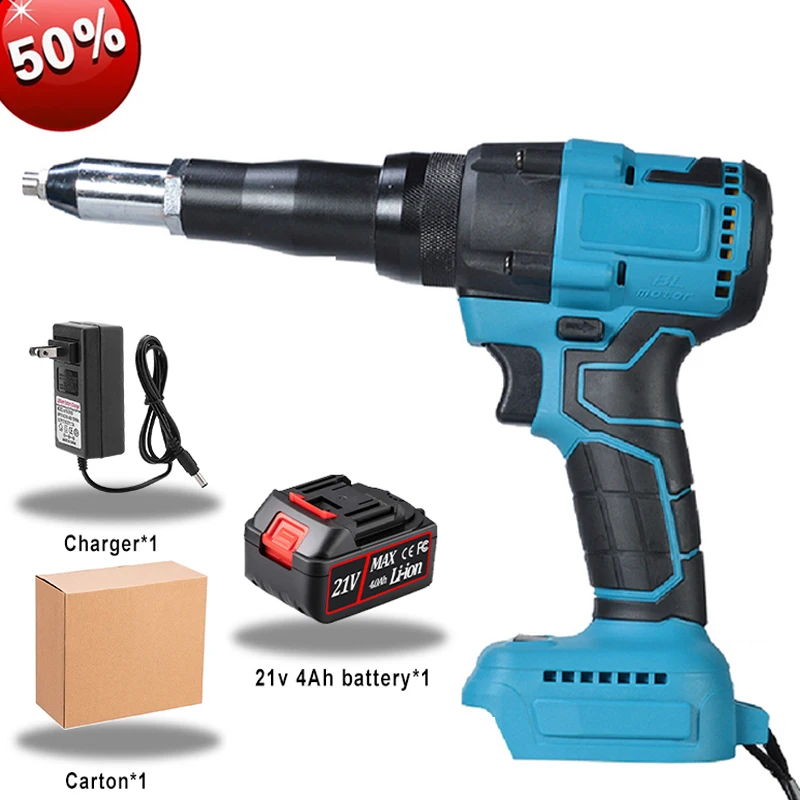 

2.4mm-4.8mm Rivet Nut Gun Brushless Electric Rivet Gun, Portable Cordless Rivet Gun With LED Light Nut Riveting Tool