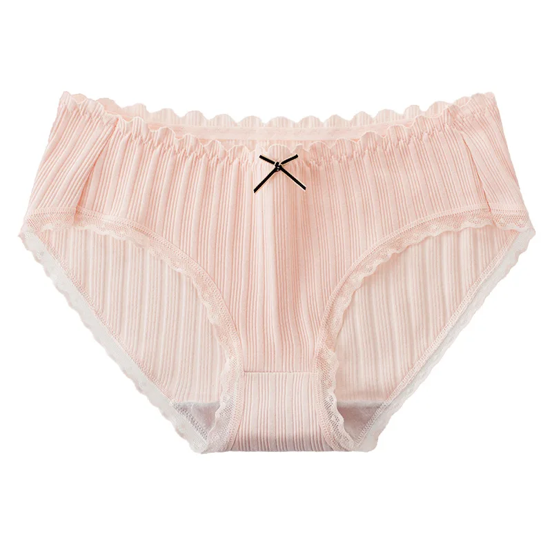 

3PCS New Thread Breathable Pure Cotton Comfortable Briefs Low Waist Fresh Women's Panties