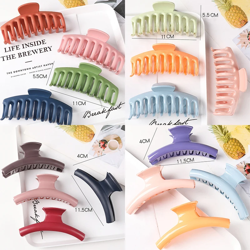 

Fine Solid Color Geometry Hair Clips Shark Claws Hairpin Headband Horsetail Clip for Women Hair Claws Barrette Hair Accessories