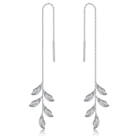 silverhoo s925 sterling silver leaves shaped stud earrings for women trendy cubic zirconia earring anniversary jewelry gifts