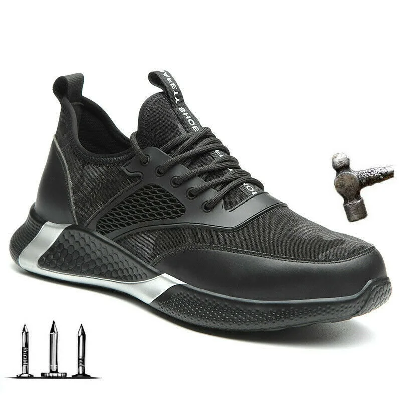 

Мужские кроссовки со стальным носком, рабочая безопасная обувь, защита от проколов, неразрушаемые, легкие рабочие ботинки