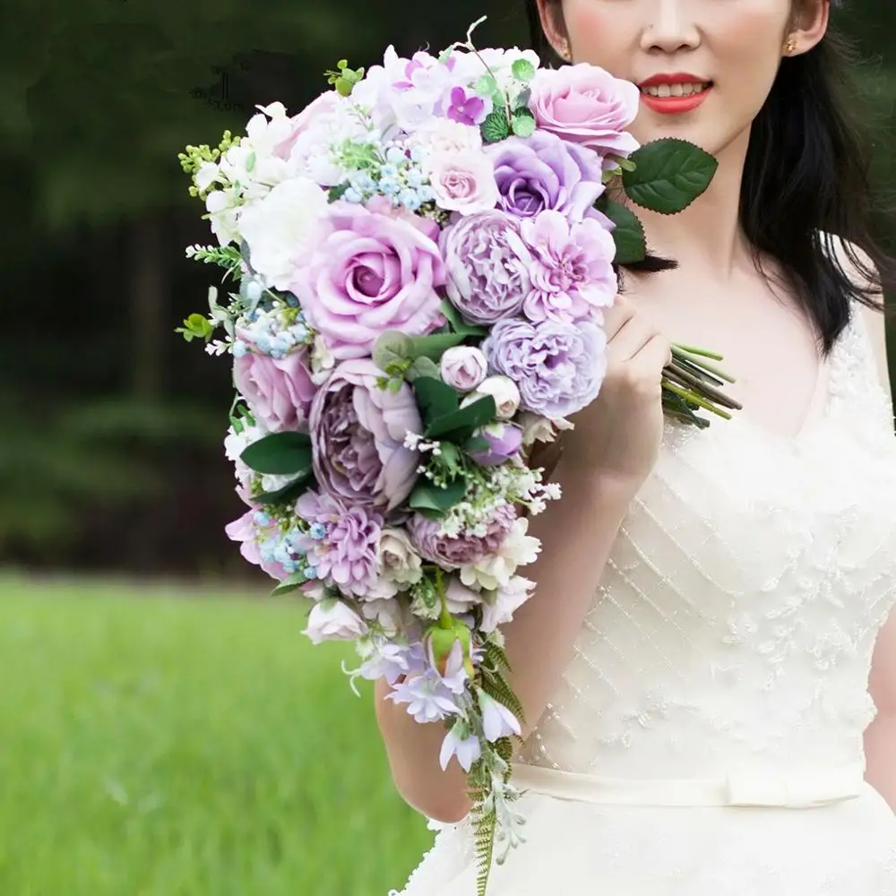 Jaevini 2019 романтические фиолетовые Свадебные цветы букет невесты из искусственных