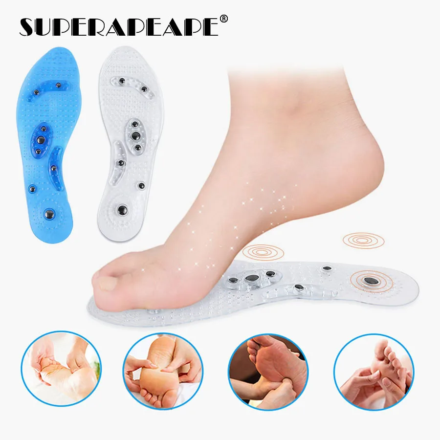 Магнитные Стельки для массажа ног похудения ПУ кожа мужчин и женщин спортивная