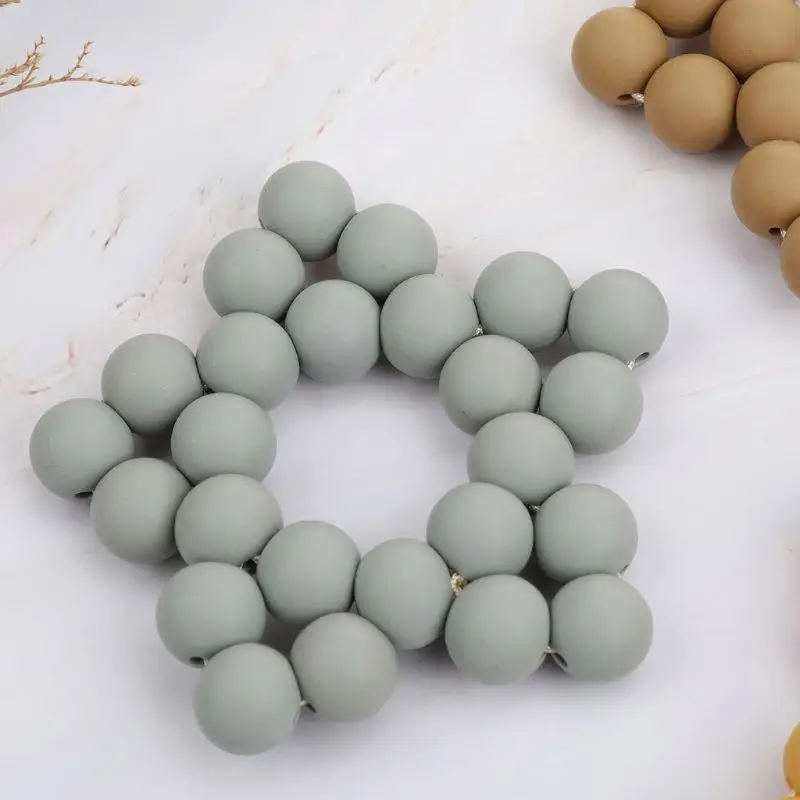 Cuentas redondas de silicona para dentici&oacute;n de beb&eacute;, mordedor seguro, cadena de chupete masticable, productos para beb&eacute;, 15mm, 20 unids/lote-4