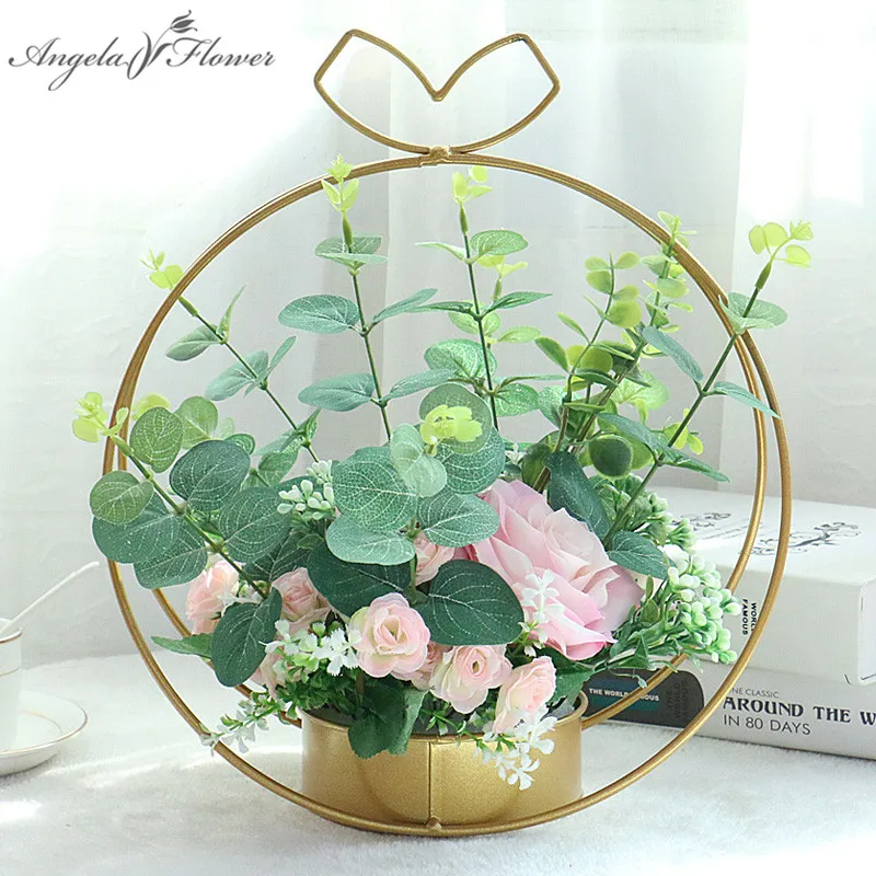 Ins Искусственные цветы + керамическая ваза декор домашние декоративные горшки