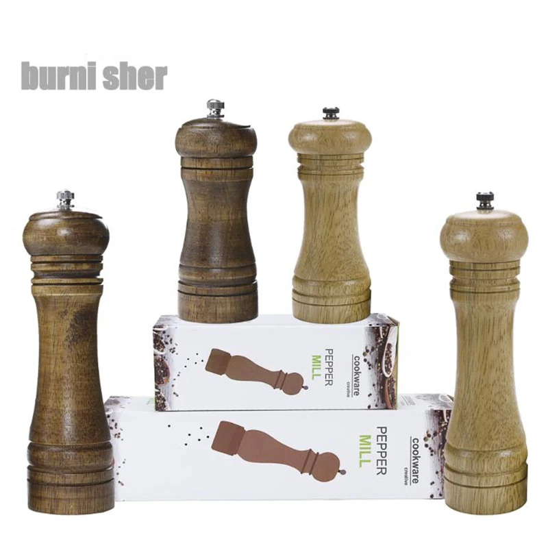 

Salt and Pepper Mills Solid Wood Pepper Burnisher with Strong Adjustable Ceramic Grinder Kitchen Tools