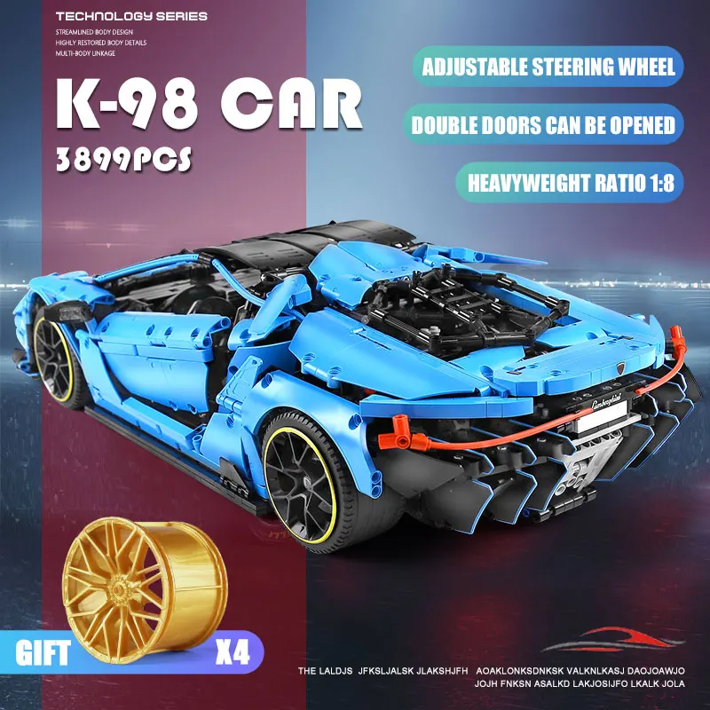 Ешина K98 Techic модель автомобиля Lamborghinisd 1:8 гиперкар супер гоночный автомобиль MOC 39933