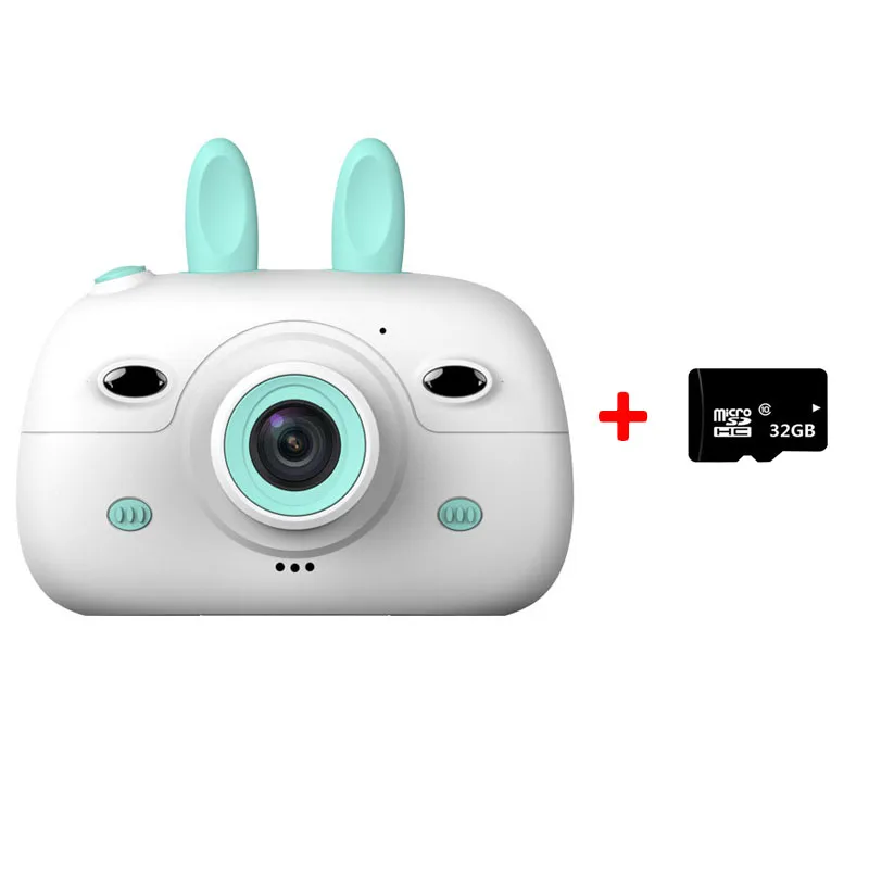 Blue Camera-32G TF 18MP 2,4 дюймов детская мини-камера с цифровым двойным объективом HD камера для фото-видео TF карта Поддержка маленьких зеркальных фотокамер подарки для детей на день рождения - Цвет: Blue Camera-32G TF