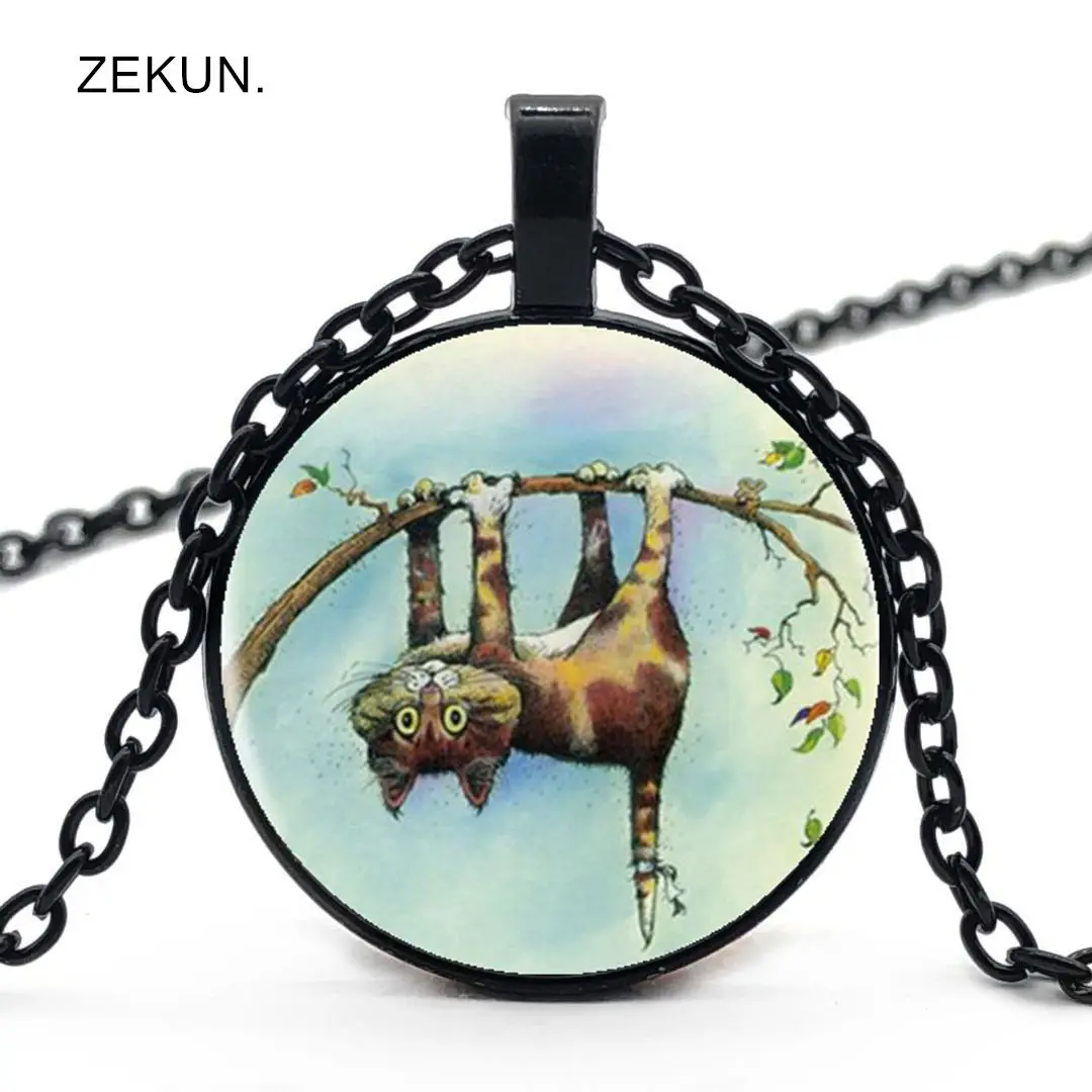 

LIAOZEKUN,2019/ Naughty Climbing Tree Cat Bump Glass Pendant Men and Women Necklace Jewelry