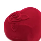 K3ND модная коробка для двух колец из бархата для хранения ювелирных изделий Чехол розовое Цветочное сердце Форма подарок