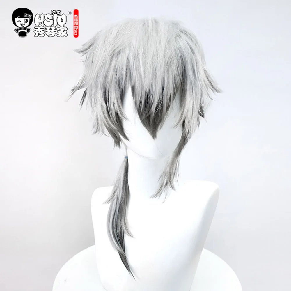 Сю SilverAsh Косплэй парик игра Arknights серебристо белый короткая стрижка для парня